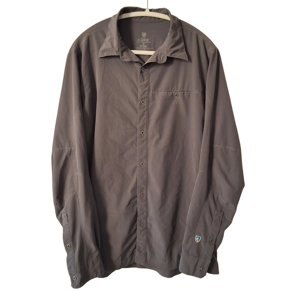Kuhl Tufflex Men Medium XL Button Down Long Sleeve Hiking Casual Wicking Stretch